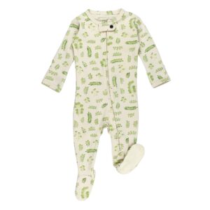 L'ovedbaby - Organic 2-Way Zipper Footie in Stone Botanica