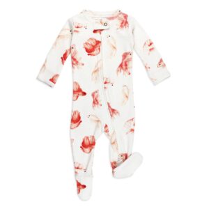 L'ovedbaby - Organic 2-Way Zipper Footie in Goldfish