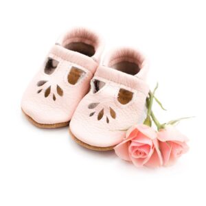 Starry Knight Design - Rose Blush Lotus T-Strap Infant Baby Shoes & Moccasins