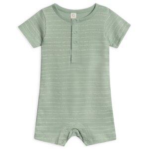 Colored Organics - Organic Baby Mason Short Sleeve Romper - Pebble / Jade