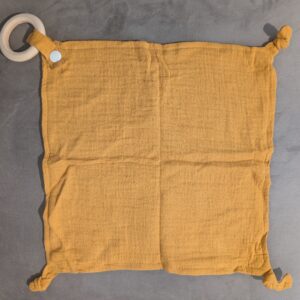 Wooden Teether Ring with Detachable Muslin Cloth - Assorted Colors