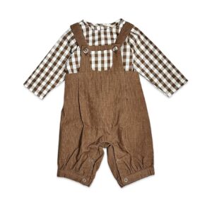 Viverano Organics - Gingham Muslin Shirt + Corduroy Baby Overall SET (Organic)
