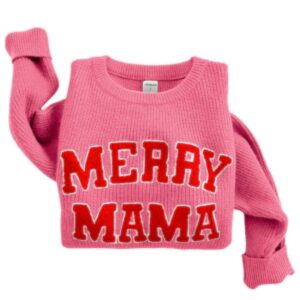 SpearmintLOVE - Women's Knit Sweater, Merry Mama Bubblegum