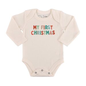 Finn + Emma - Graphic baby onesie | my first christmas long sleeve organic