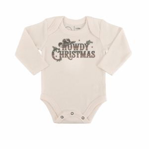 Finn + Emma - Long sleeve baby organic graphic bodysuit | howdy christmas