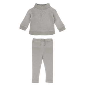 L'ovedbaby - Organic Pique Mock-Neck Sweater & Pant Set, Fog