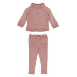 L'ovedbaby - Organic Pique Mock-Neck Sweater & Pants Set, Mauve