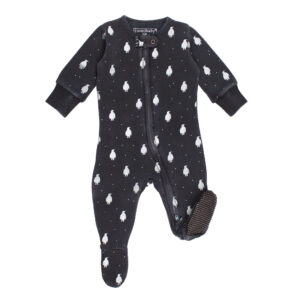 L'ovedbaby - Organic Cozy 2-Way Zipper Footie, Coal Penguin