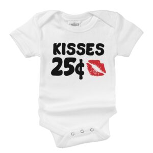 Spunky Stork - Kisses 25 Cents My First Valentine's Day Baby Bodysuit