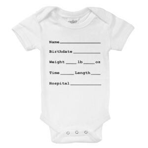 Spunky Stork - Hospital Stats Newborn Organic Baby Bodysuit Shower Gift
