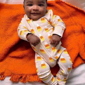 SpearmintLOVE - 2-Way Convertible Zip Romper, Candy Corn