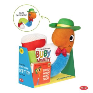 Yottoy - Lowly Worm Bendable Soft Toy with Board Book