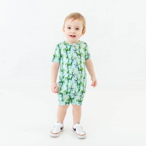 Dreamiere - Lookin Sharp Cactus Short Sleeve Bamboo Baby Button Romper