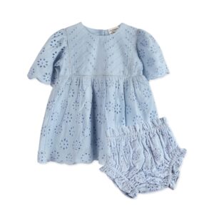 Viverano Organics - Milos Schiffli Baby Dress + Bloomer (Organic)