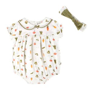 Viverano Organics - Veggies Baby Bubble Romper & Headband (Organic Jersey)