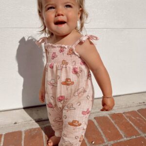 SIIX Collection - Western Pink / Muslin Smocked Jumpsuit