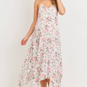 Hello Miz - Floral Print Sleeveless Maternity Midi Dress
