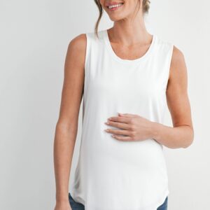 Hello Miz - Double Layer Sleeveless Maternity Nursing Knit Tank Top