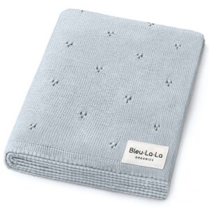 Bleu La La - 100% Organic Cotton Pointelle Swaddle Receiving Baby Blanket